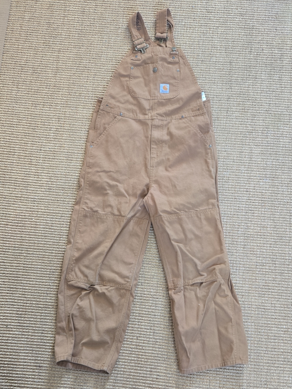 Kids Carhartt Tan Duck Work Overalls Size 12